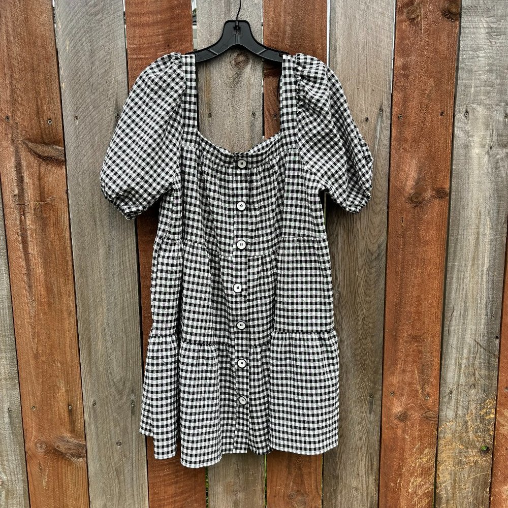 Zara Black and White Checkered Mini Dress